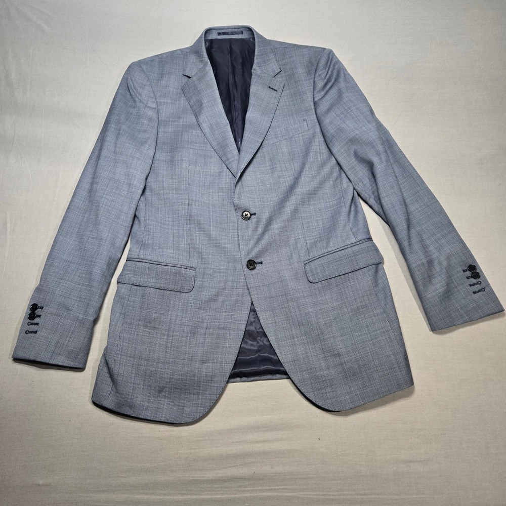 Hawes & Curtis Mens 40L Super 100s‎ Wool Slim Fit Blazer Light Blue JKPRCS73